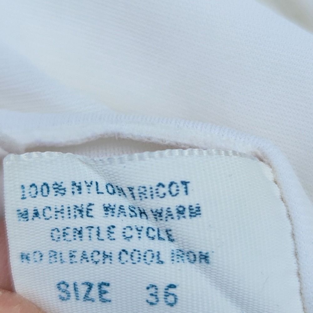 VTG Kayser White Nylon Tricot Full Length Slip Dress Lace Trim V-Neck USA Sz 36 - Picture 4 of 6